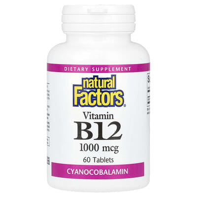 Витамин B12 Natural Factors, 1,000 mcg, 60 таблеток