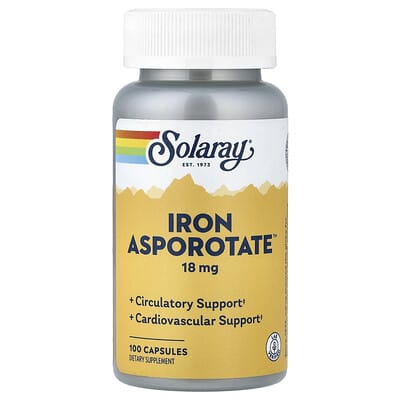 Solaray Iron Asporotate, 18 mg, 100 капсул