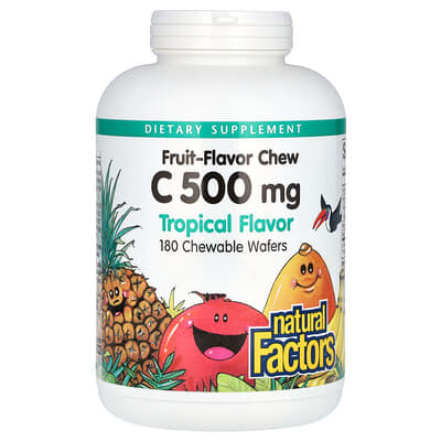 Vitamin C, Fruit-Flavor Chew, Tropical, 500 mg, 180 Chewable Wafers