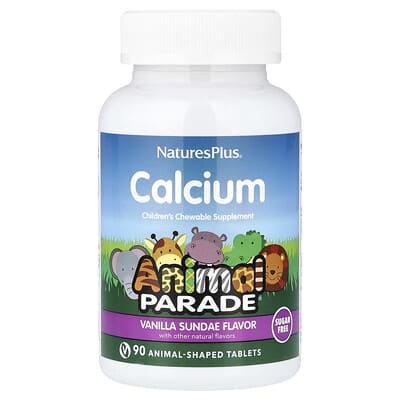 Animal Parade®, Calcium, Children’s Chewable Supplement, Vanilla Sundae, 90 Animal-Shaped Tablets
