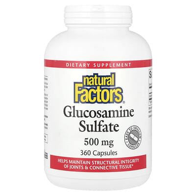 Natural Factors глюкозамина сульфат, 500 mg, 360 капсул