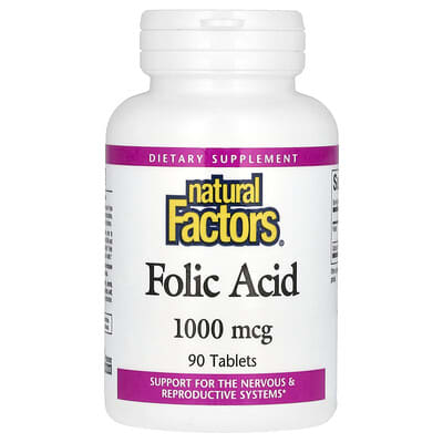 Фолиевая кислота, 1,000 mcg, 90 таблеток