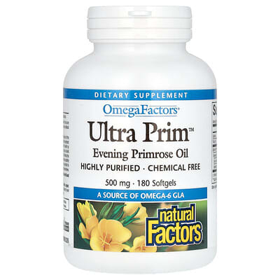 OmegaFactors, Ultra Prim, масло вечерней примулы, 500 mg, 180 мягких капсул