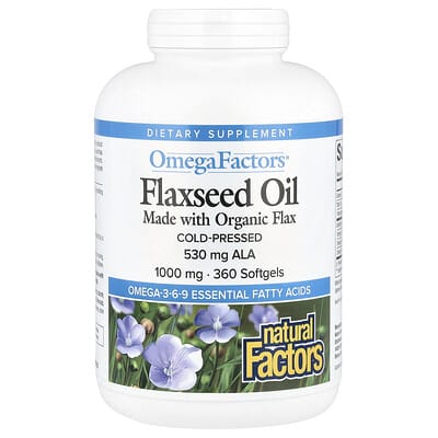 OmegaFactors, Flaxseed Oil, 1,000 mg, 360 Softgels