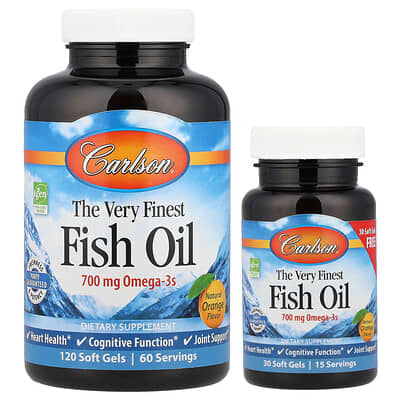 Рыбий жир The Very Finest Fish Oil, натуральный апельсин, 150 мягких капсул