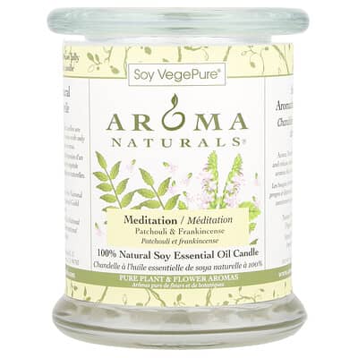 Soy VegePure®, средняя стеклянная свеча-столбик, Пачули и Ладан, 8.8 oz (260 g)