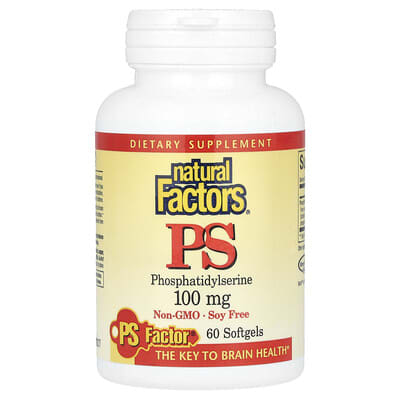 Natural Factors PS фосфатидилсерин, 100 mg, 60 мягких капсул
