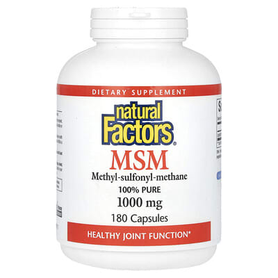 Natural Factors MSM, метилсульфонилметан, 1,000 mg, 180 капсул