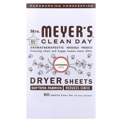 Mrs. Meyers Clean Day салфетки для сушильной машины, лаванда, 80 шт