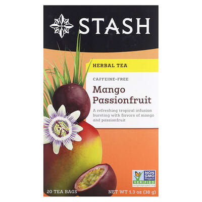 Stash Tea травяной чай Mango Passionfruit, без кофеина, 20 чайных пакетиков, 1.3 oz (38 g)