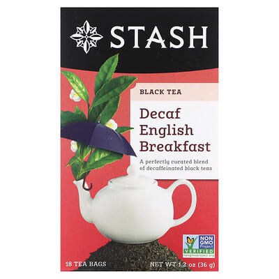 Черный чай Stash Tea Decaf English Breakfast, 18 чайных пакетиков, 1.2 oz (36 g)