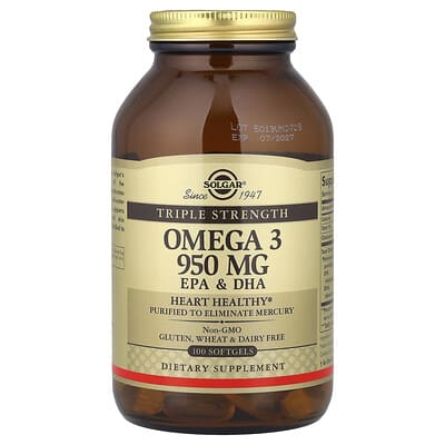 Omega 3, EPA & DHA, Triple Strength, 950 mg, 100 Softgels