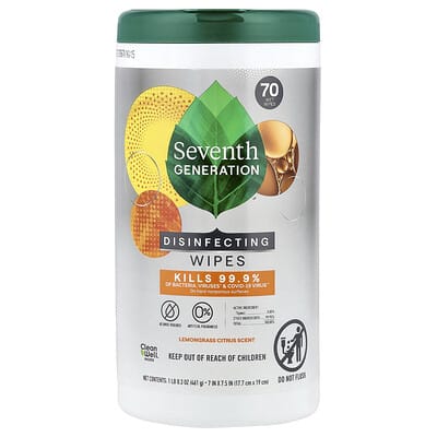 Дезинфицирующие салфетки Seventh Generation Lemongrass Citrus, 70 шт.