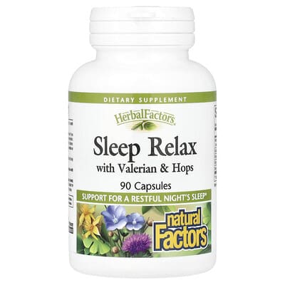 Herbal Factors® Sleep Relax с валерианой и хмелем, 90 капсул