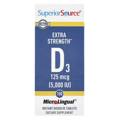 Витамин D3 Superior Source, 125 mcg (5,000 IU), 100 быстрорастворимых таблеток MicroLingual®