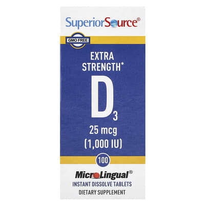 D3, 25 mcg (1,000 IU), 100 быстрорастворимых таблеток MicroLingual®