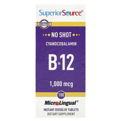 Cyanocobalamin B12, 1,000 mcg, 100 таблеток MicroLingual® быстрого растворения