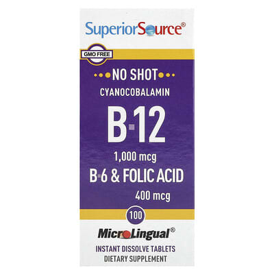 Cyanocobalamin B-12, B-6 & Folic Acid, 100 таблеток для быстрого растворения MicroLingual®