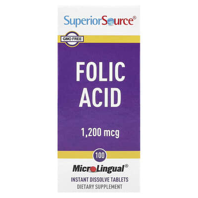 Folic Acid, 1,200 mcg, 100 MicroLingual® Instant Dissolve Tablets