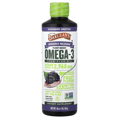 Seriously Delicious®, Omega-3 на растительной основе из льняного масла, Черничный смузи, 16 oz (454 g)