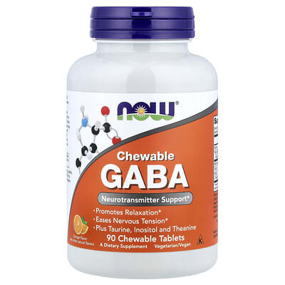 Жевательные таблетки GABA, апельсин, 90 штук