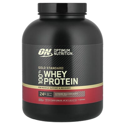 Optimum Nutrition Gold Standard® 100% сывороточный протеин, Extreme Milk Chocolate, 5 lb (2.27 kg)