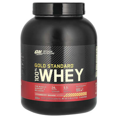 Optimum Nutrition Gold Standard® 100% Whey, Клубника-банан, 5 lb (2.27 kg)