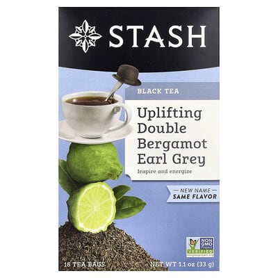 Черный чай, Double Bergamot Earl Grey, 18 чайных пакетиков, 1.1 oz (33 g)