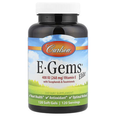 E-Gems® Elite, Vitamin E with Tocopherols & Tocotrienols, 120 Soft Gels