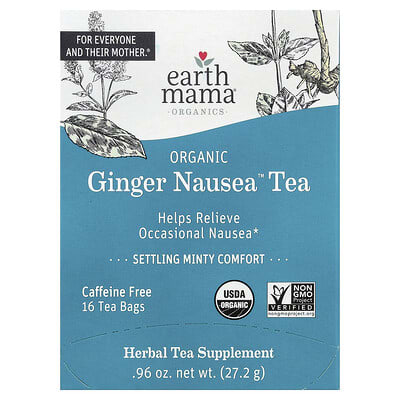 Earth Mama органический имбирный чай, мятный, без кофеина, 16 пакетиков, 0.96 oz (27.2 g)