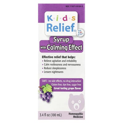 Детский сироп Kids Relief®, с успокаивающим эффектом, 0-12 лет, виноград, 3.4 fl oz (100 ml)