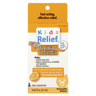 Детская суспензия для десен и прорезывания зубов Kids Relief®, апельсин, 0.85 fl oz (25 ml)