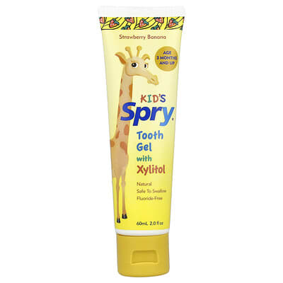 Детский гель для зубов Spry® с ксилитолом, со вкусом клубники и банана, от 3 месяцев, 2 fl oz (60 ml)