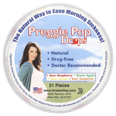 Preggie Pop Drops, кислые фрукты, 21 шт