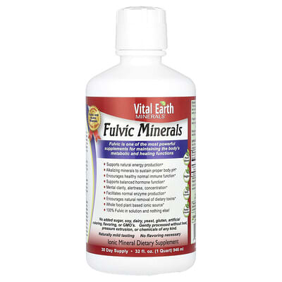 Минералы Fulvic, 180 mg, 32 fl oz (946 ml)