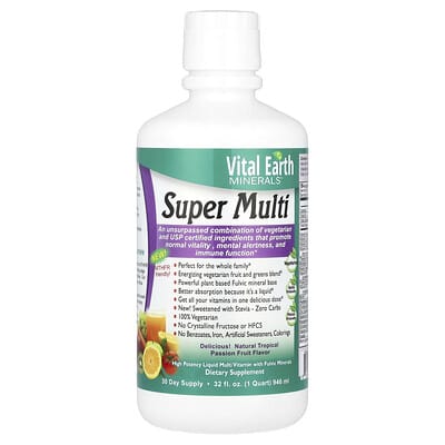 Vital Earth Minerals Super Multi, натуральный тропический маракуйя, 32 fl oz (946 ml)
