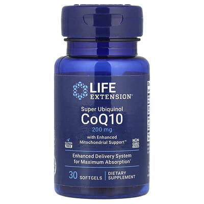 Super Ubiquinol CoQ10 с усиленной поддержкой митохондрий, 200 mg, 30 мягких капсул