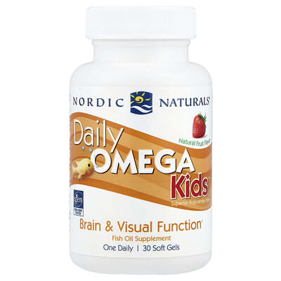 Детский Daily Omega Kids™, натуральный фруктовый вкус, 30 мягких капсул