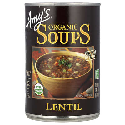 Чечевичный суп Amy's Organic Soups, Lentil, 14.5 oz (411 g)