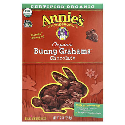 Органическое печенье Organic Bunny Grahams™, шоколад, 7.5 oz (213 g)