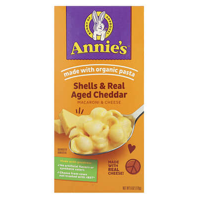 Макароны с сыром Macaroni & Cheese, Shells & Real Aged Cheddar, 6 oz (170 g)