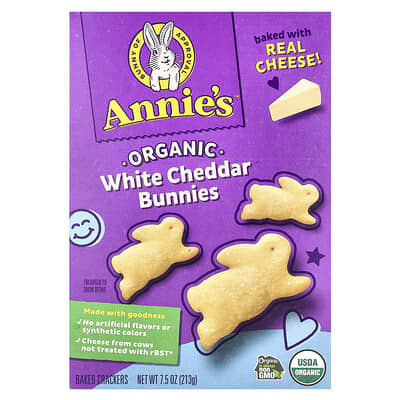 Organic White Cheddar Bunnies, Baked Crackers, 7.5 oz (213 g)