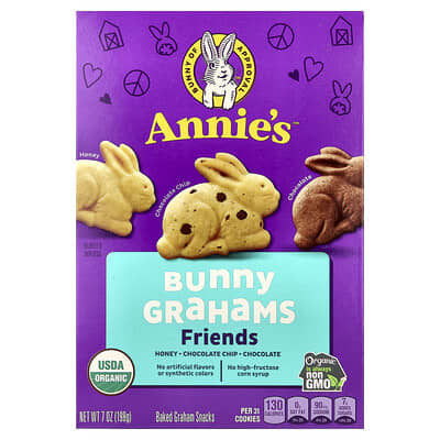 Organic Friends Bunny Grahams, Chocolate Chip, Chocolate & Honey, 7 oz (198 g)