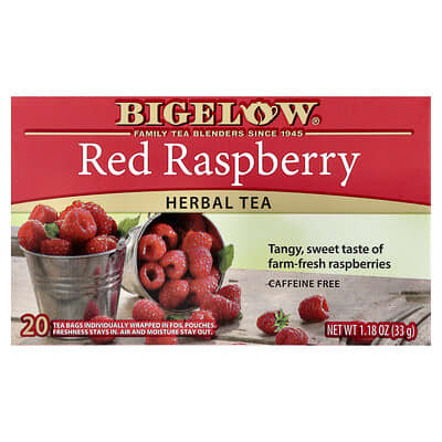 Herbal Tea, Red Raspberry, Caffeine Free, 20 Tea Bags, 1.18 oz (33 g)