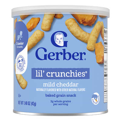 Перекус для малышей, Lil' Crunchies®, запеченное зерновое лакомство, 8+ месяцев, мягкий чеддер, 1.48 oz (42 g)
