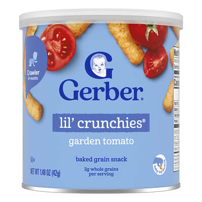 Детские снеки Gerber Lil' Crunchies®, запеченное зерновое лакомство, 8+ месяцев, томат, 1.48 oz (42 g)