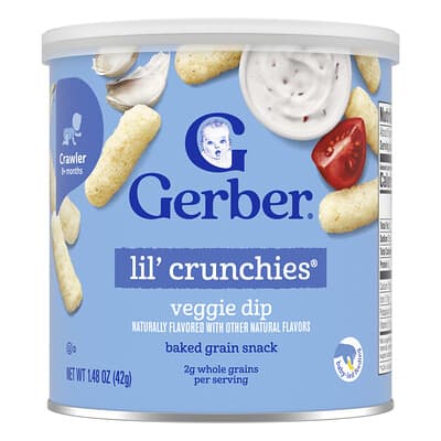 Snacks for Baby, Lil' Crunchies®, Baked Grain Snack, 8+ Months, Veggie Dip, 1.48 oz (42 g)