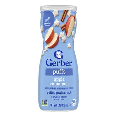 Puffs, Puffed Grain Snack, 8+ Months, Apple Cinnamon, 1.48 oz (42 g)