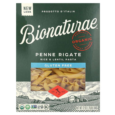 Безглютеновая паста Penne Rigate из риса и чечевицы, 12 oz (340 g)