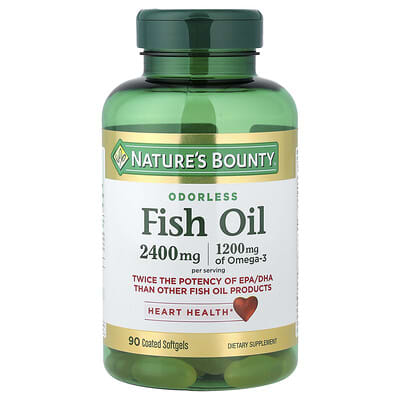 Fish Oil, Odorless , 90 Coated Softgels (1,200 mg per Softgel)